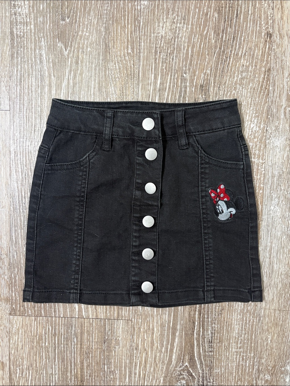 Disney Black Denim Mini Skirt with Minnie Mouse Patch